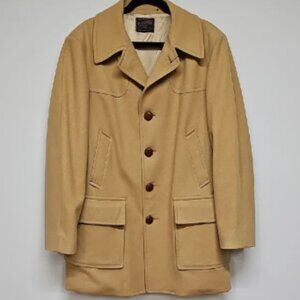 Vintage Pendleton Men's Tan Wool Coat Size XL Button Up W/ Pockets